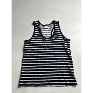 Everlane Tank Top Womens Medium Navy Blue White Striped Cotton Scoop Neck Summer